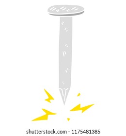 flat color illustration of struck nail