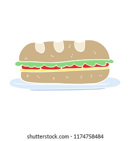 Flat Color Illustration Of Sub Sandwich