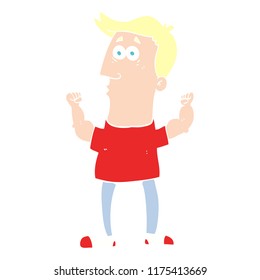 flat color illustration of surprised man flexing biceps