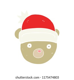 ilustración de color plano de oso de peluche con sombrero de navidad