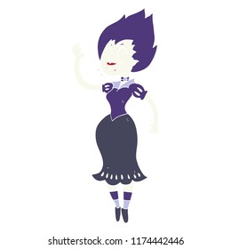 flat color illustration of vampire girl