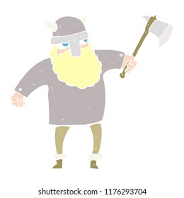 flat color illustration of viking warrior