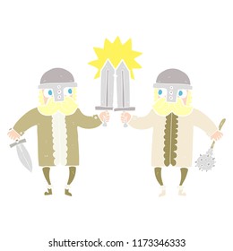 flat color illustration of viking warriors