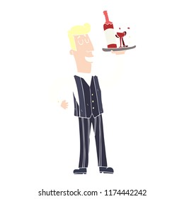 flat color illustration of waiter