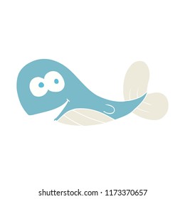 flat color illustration of whale