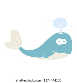 flat color illustration of whale spouting water