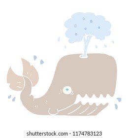 flat color illustration of whale spouting water