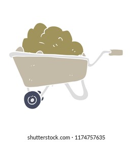 flat color illustration of wheelbarrow full of dirt