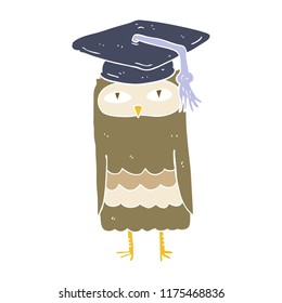 flat color illustration of wise owl