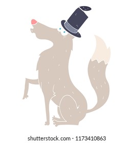 flat color illustration of wolf