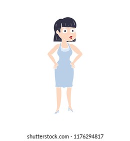 flat color illustration of woman with hands on hips