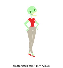 flat color illustration of zombie woman