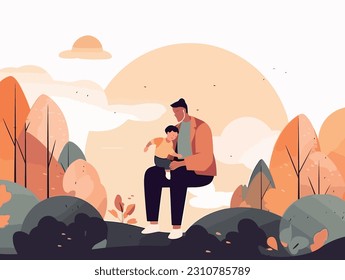 Flat color illustrations for Father's Day