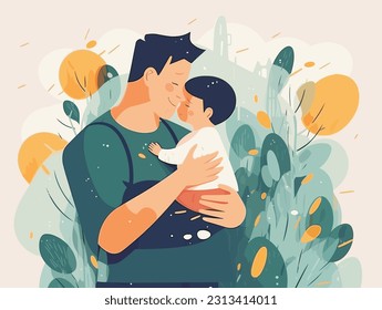 Flat color illustrations for Father's Day	