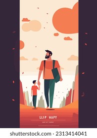 Flat color illustrations for Father's Day	