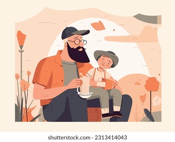 Flat color illustrations for Father's Day	