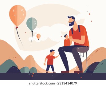 Flat color illustrations for Father's Day	