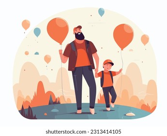 Flat color illustrations for Father's Day	