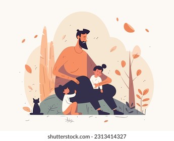 Flat color illustrations for Father's Day	