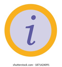 Flat color information icon on yellow background. Fully editable. Royalty free.