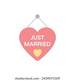 Flat color Just Marriged vector icon