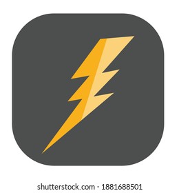Flat color lightening bolt icon on brown background. Fully editable. 