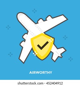 Flat Color Line Concept Vector Illustration of Airworthy. Pictogram pack logo for web graphics.