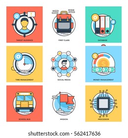 Flat Color Line Design Concepts Vector Icons 27