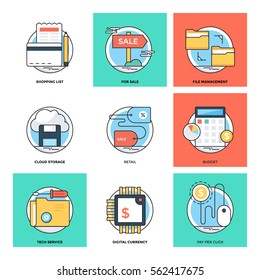 Flat Color Line Design Concepts Vector Icons 21