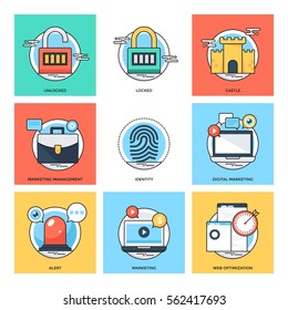 Flat Color Line Design Concepts Vector Icons 34