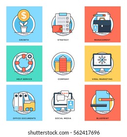 Flat Color Line Design Concepts Vector Icons 10