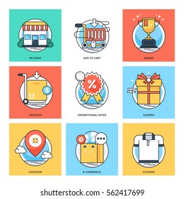 Flat Color Line Design Concepts Vector Icons 30