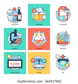 Flat Color Line Design Concepts Vector Icons 31