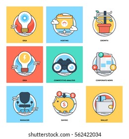 Flat Color Line Design Concepts Vector Icons 15