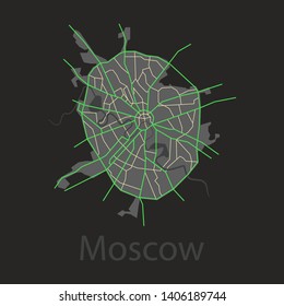 Flat color map of Moscow. All objects are located on separate layers.