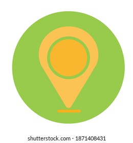 Flat color map pin icon on green background. Fully editable. Royalty free.