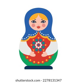 Flat color matryoshka russian doll vector illustration