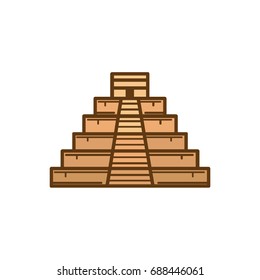 Flat Color Mayan Pyramid Icon