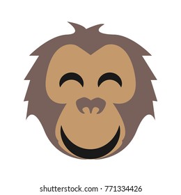 Flat color monkey big smile icon