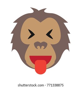 Flat color monkey crazy tongue icon