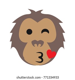 Flat color monkey kiss icon