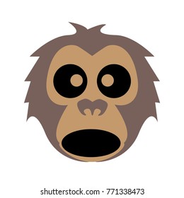 Flat color monkey shocked icon