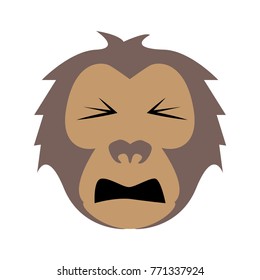 Flat color monkey tired face icon