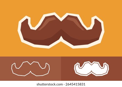 Flat Color Moustache Sticker Set with Cutout Style