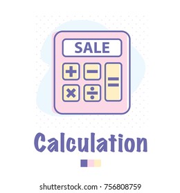 Flat color outlined icon of calculator for web and mobile design