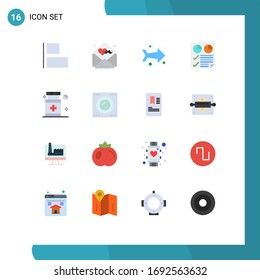 Flat Color Pack of 16 Universal Symbols of medical; healthcare; left; two; page Editable Pack of Creative Vector Design Elements