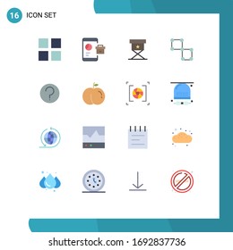 Paquete de colores planos de 16 símbolos universales de ui; de base; presidente; espacio; paquete editable de conexión de elementos de diseño de vectores creativos