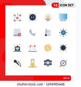 Flat Color Pack of 16 Universal Symbols of drive; computers; sun; server; computer Editable Pack of Creative Vector Design Elements