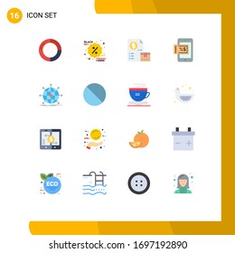 Flat Color Pack of 16 Universal Symbols of global; discount; cash; shopping; payment Editable Pack of Creative Vector Design Elements