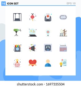 Paquete de color plano de 16 símbolos universales de foto; pista; diseño; estadio; paquete editable de suscripción de elementos de diseño de vectores creativos